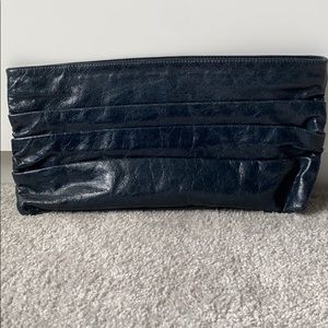 HOBO navy leather clutch
